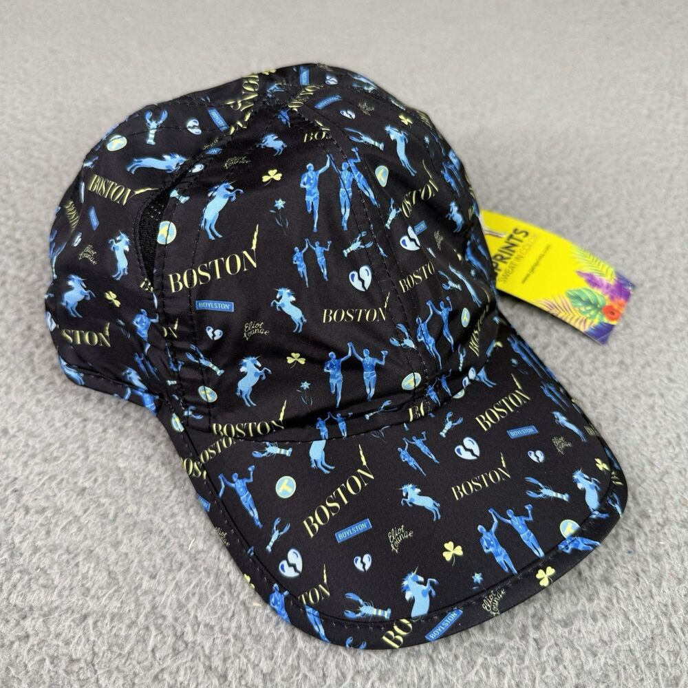 Sprints OG Hat Blue Boston Marathon All Over Print Featherweight Running Cap NWT